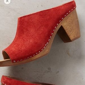 Black suede clogs purchased from Anthropologie